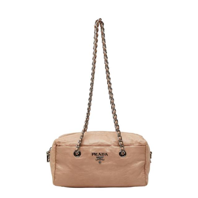 プラダ ロゴ ショルダーバッグ ピンク レザー レディース PRADA 【中古】