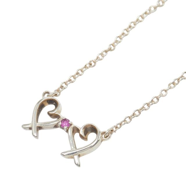 ティファニー ダブル ラビングハート ネックレス シルバー ピンク SV925 シルバー レディース TIFFANY&amp;Co. 【中古】