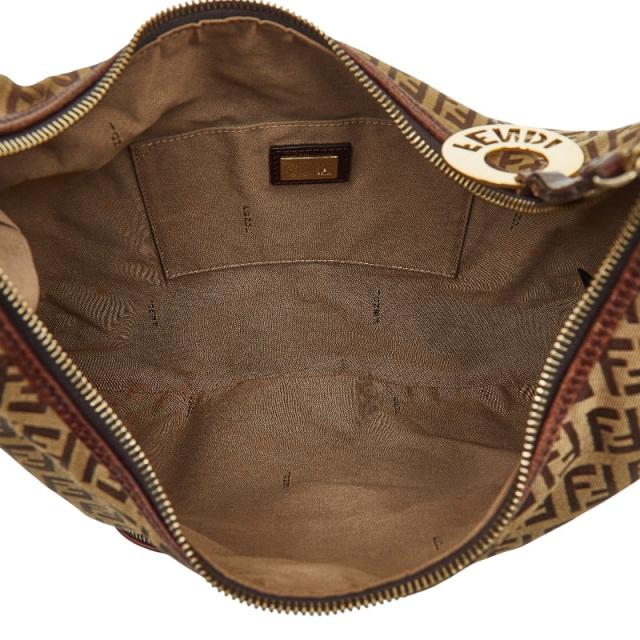 フェンディ ズッキーノ ショルダーバッグ 8BR465 ブラウン キャンバス レザー レディース FENDI 【中古】_8