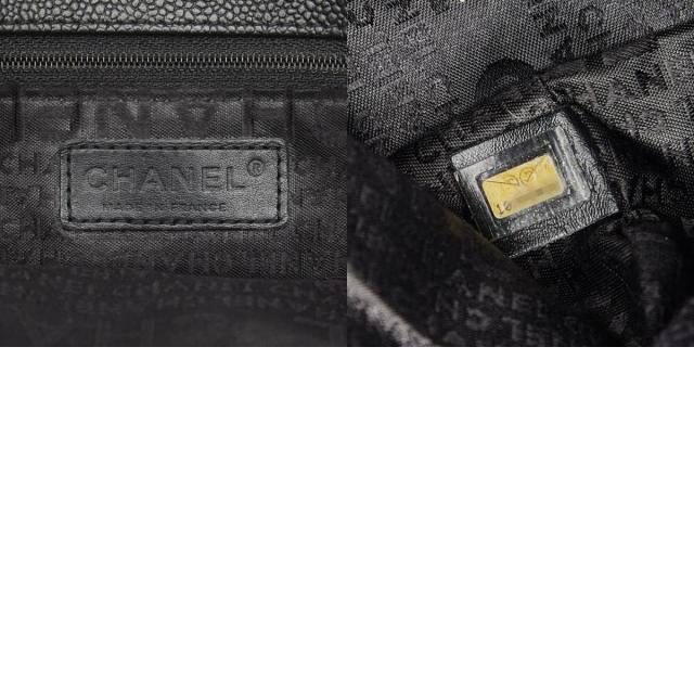 シャネル チョコバー ロゴ トートバッグ ハンドバッグ ブラック キャビアスキン レディース CHANEL 【中古】_9