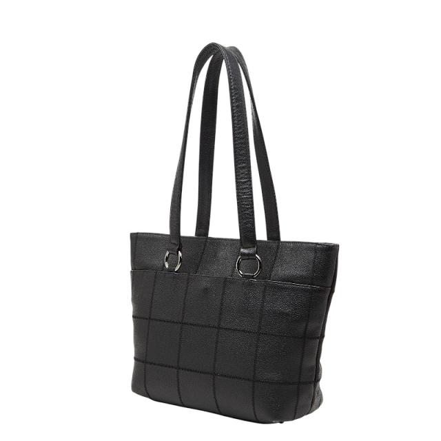 シャネル チョコバー ロゴ トートバッグ ハンドバッグ ブラック キャビアスキン レディース CHANEL 【中古】_1
