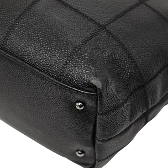 シャネル チョコバー ロゴ トートバッグ ハンドバッグ ブラック キャビアスキン レディース CHANEL 【中古】_3