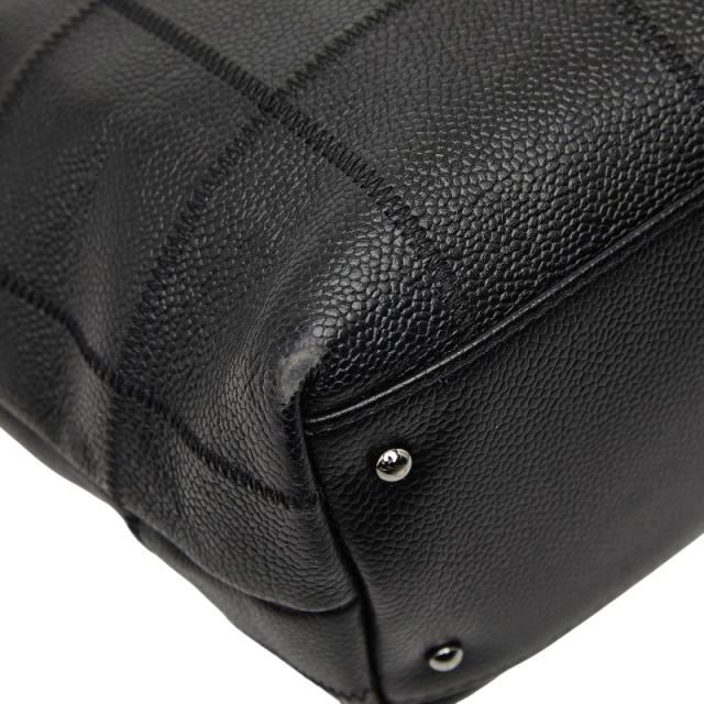 シャネル チョコバー ロゴ トートバッグ ハンドバッグ ブラック キャビアスキン レディース CHANEL 【中古】_4