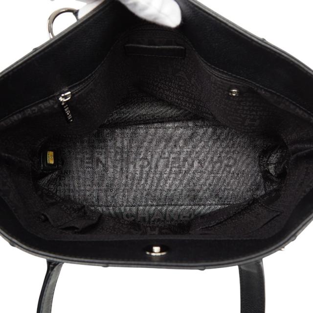 シャネル チョコバー ロゴ トートバッグ ハンドバッグ ブラック キャビアスキン レディース CHANEL 【中古】_8
