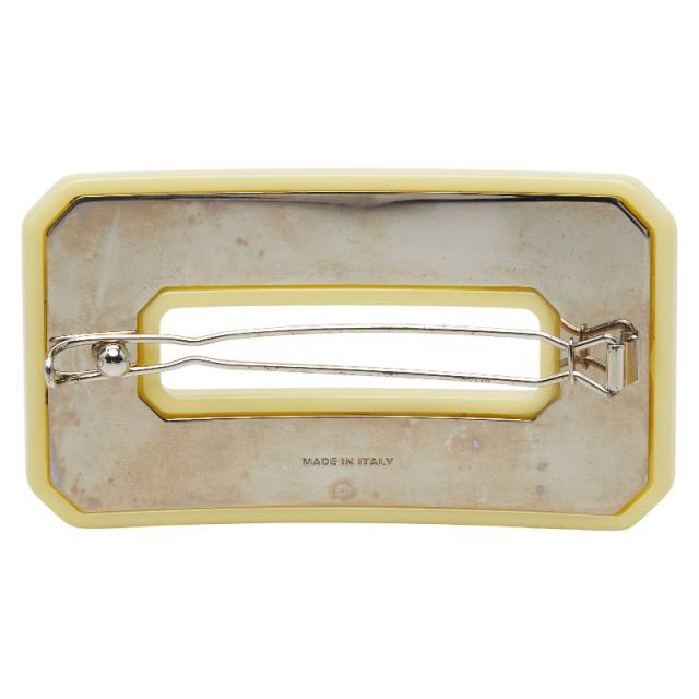 ミュウミュウ リジットプレックス ロゴ バレッタ ヘアクリップ イエロー シルバー プラスチック レディース MIUMIU 【中古】_1