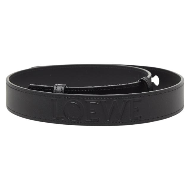 LOEWE ブラックレザーベルト 30-75 ロエベ ベルト 75・30 ブラック レザー レディース LOEWE 【中古