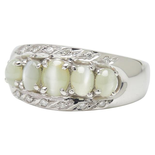 Pt900 プラチナ キャッツアイ1.39ct ダイヤ0.06ct リング 指輪 レディース 11.5号 中古