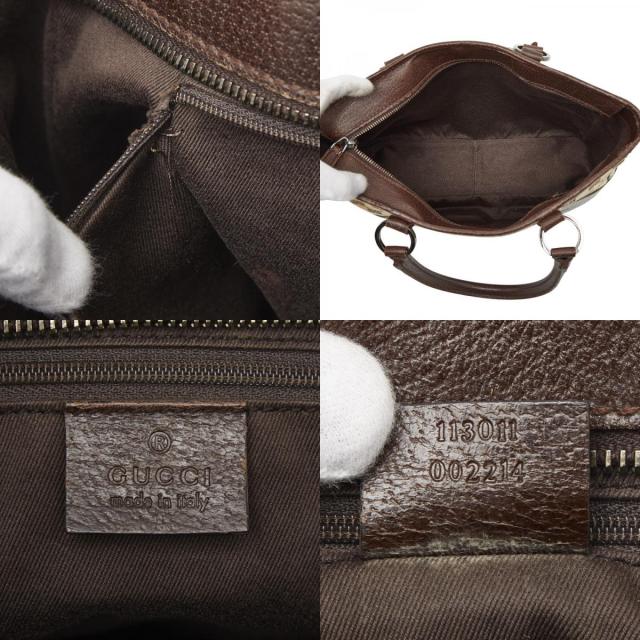 グッチ GGキャンバス ハンドバッグ トートバッグ 113011 ブラウン ベージュ キャンバス レザー レディース GUCCI 【中古】_9