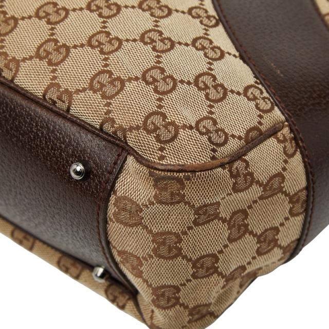 グッチ GGキャンバス ハンドバッグ トートバッグ 113011 ブラウン ベージュ キャンバス レザー レディース GUCCI 【中古】_3
