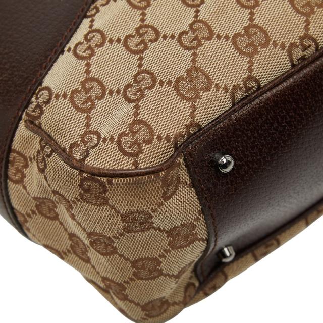 グッチ GGキャンバス ハンドバッグ トートバッグ 113011 ブラウン ベージュ キャンバス レザー レディース GUCCI 【中古】_4