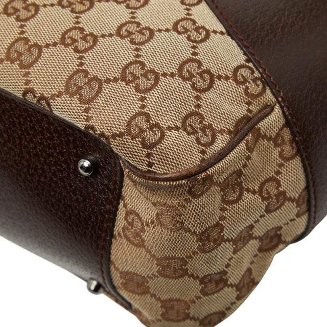 グッチ GGキャンバス ハンドバッグ トートバッグ 113011 ブラウン ベージュ キャンバス レザー レディース GUCCI 【中古】_5