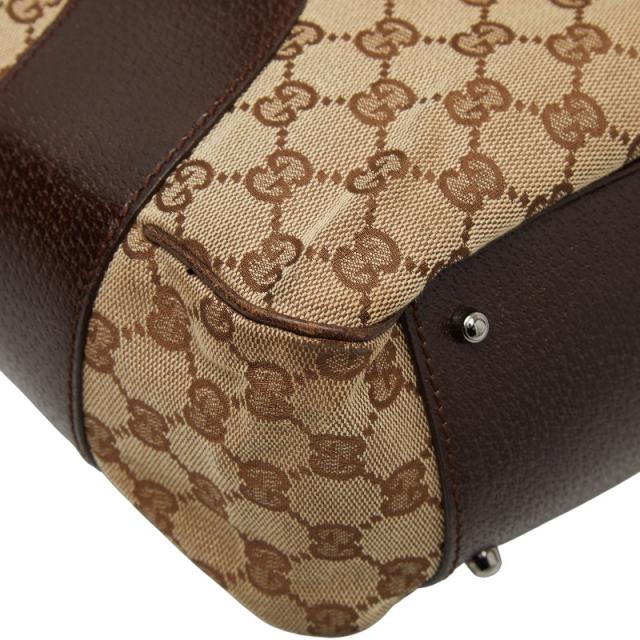 グッチ GGキャンバス ハンドバッグ トートバッグ 113011 ブラウン ベージュ キャンバス レザー レディース GUCCI 【中古】_6