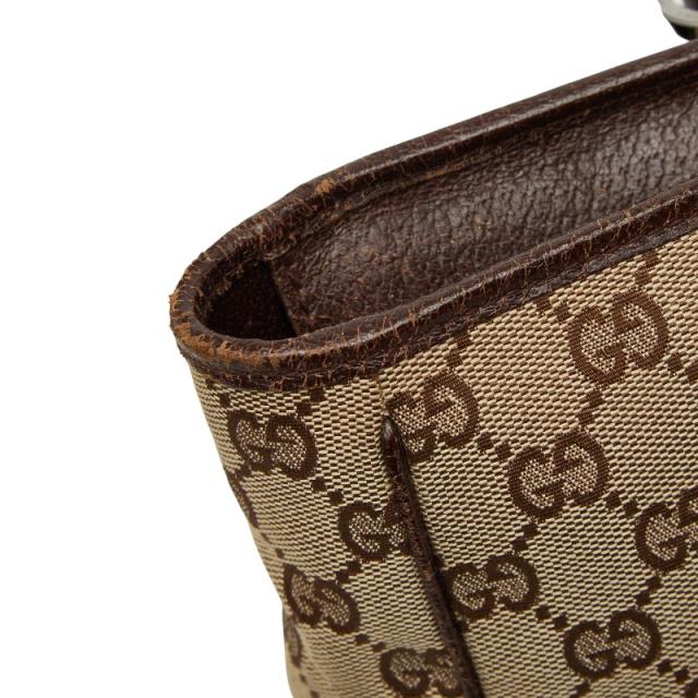 グッチ GGキャンバス ハンドバッグ トートバッグ 113011 ブラウン ベージュ キャンバス レザー レディース GUCCI 【中古】_8