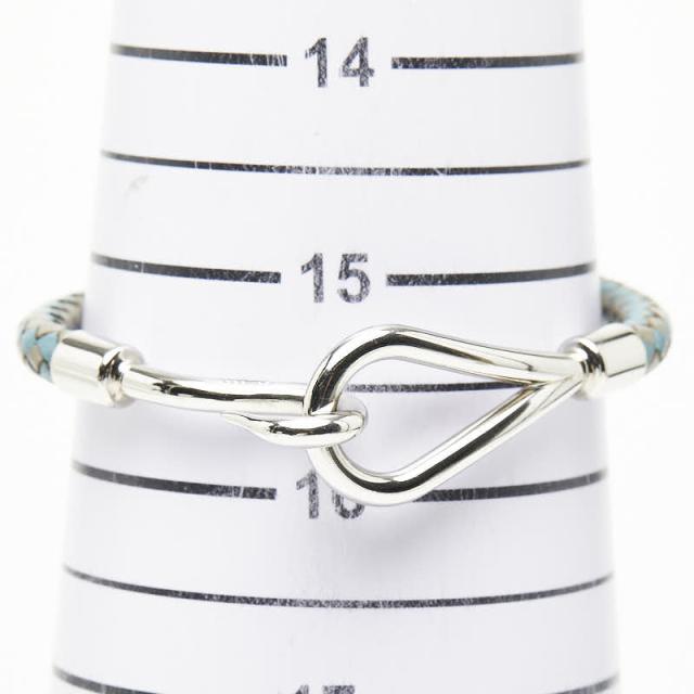 エルメス イントレチャート ジャンボ ブレスレット ブルー グレー レザー メタル レディース HERMES 【中古】_5