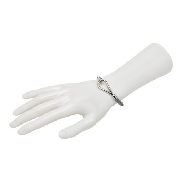 エルメス イントレチャート ジャンボ ブレスレット ブルー グレー レザー メタル レディース HERMES 【中古】_6