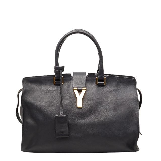 サンローラン Yライン カバス クラシック ハンドバッグ 311208 ブラック レザー レディース SAINT LAURENT 【中古】