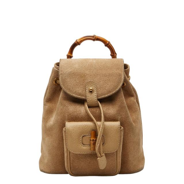 グッチ バンブー ミニリュック バックパック 003 1998 0030 ブラウン レザー スウェード レディース GUCCI 【中古】