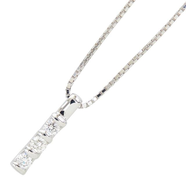 K18WG ホワイトゴールド ダイヤ0.32ct ペンダント ネックレス レディース 中古