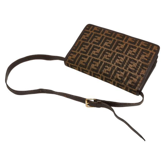 フェンディ ズッカ ショルダーバッグ ブラウン キャンバス レザー レディース FENDI 【中古】_7