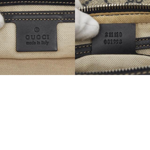 グッチ GGスプリーム ボディバッグ ウエストバッグ 211110 ベージュ ネイビー PVC レザー メンズ GUCCI 【中古】