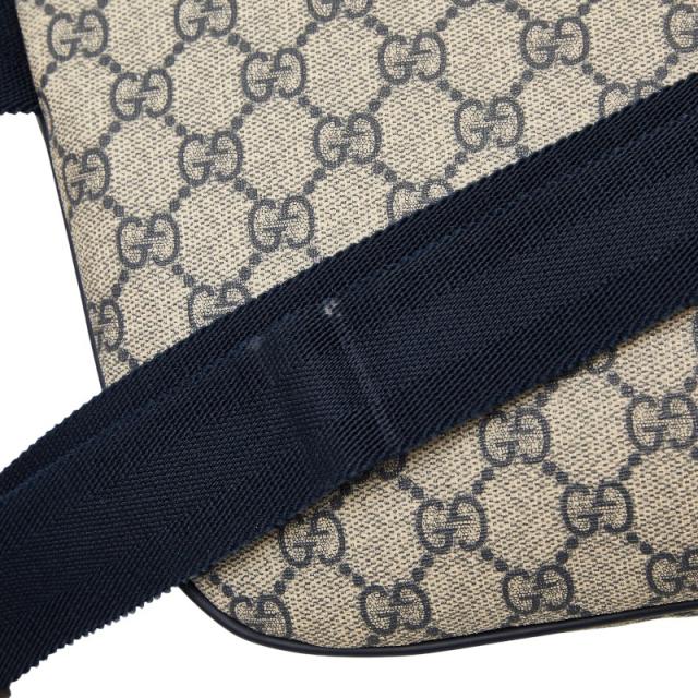 グッチ GGスプリーム ボディバッグ ウエストバッグ 211110 ベージュ ネイビー PVC レザー メンズ GUCCI 【中古】