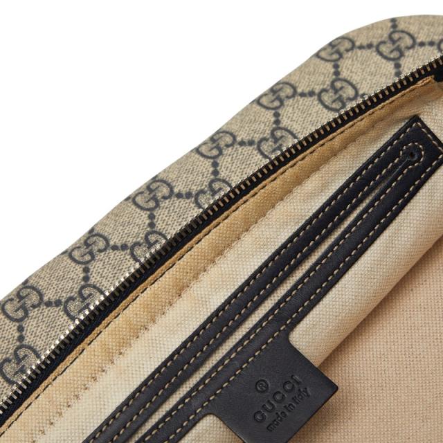 グッチ GGスプリーム ボディバッグ ウエストバッグ 211110 ベージュ ネイビー PVC レザー メンズ GUCCI 【中古】