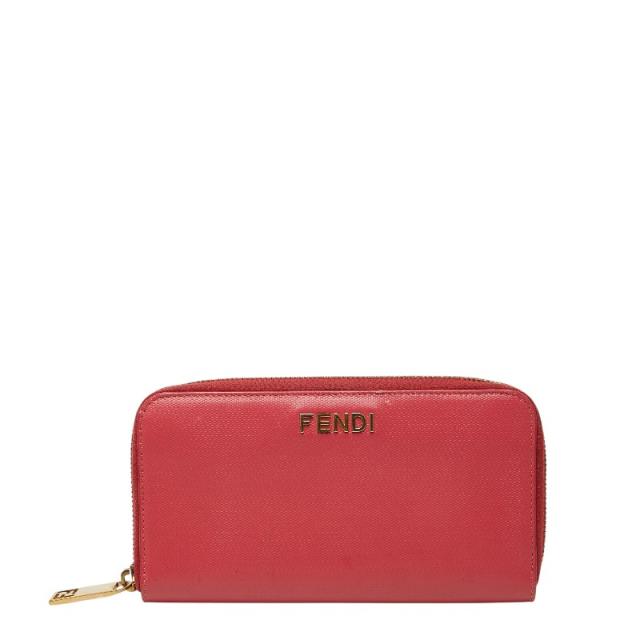 フェンディ ラウンドファスナー 長財布 8M0024 ピンク レザー レディース FENDI 【中古】