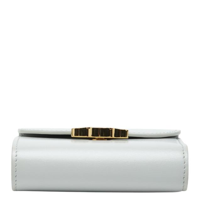 セリーヌ トリオンフ スモールフラップウォレット 三つ折り財布 グレー レザー レディース CELINE 【中古】_2