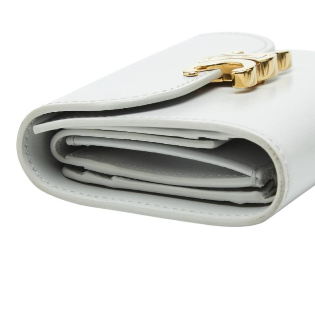 セリーヌ トリオンフ スモールフラップウォレット 三つ折り財布 グレー レザー レディース CELINE 【中古】_3