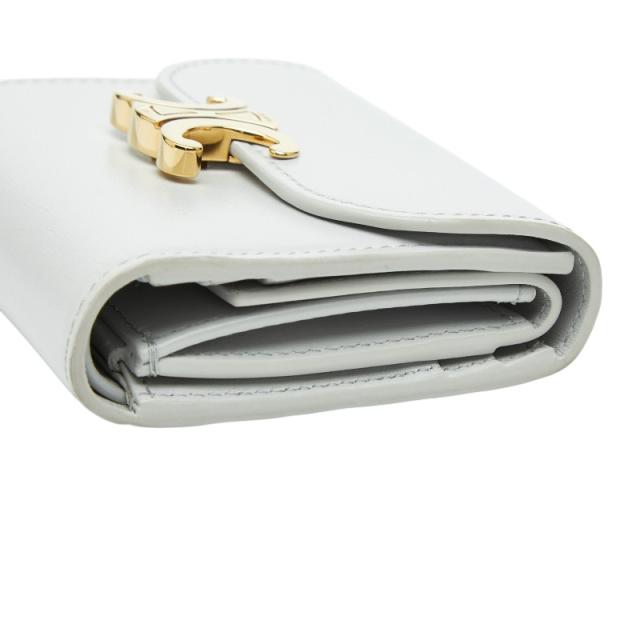セリーヌ トリオンフ スモールフラップウォレット 三つ折り財布 グレー レザー レディース CELINE 【中古】_4