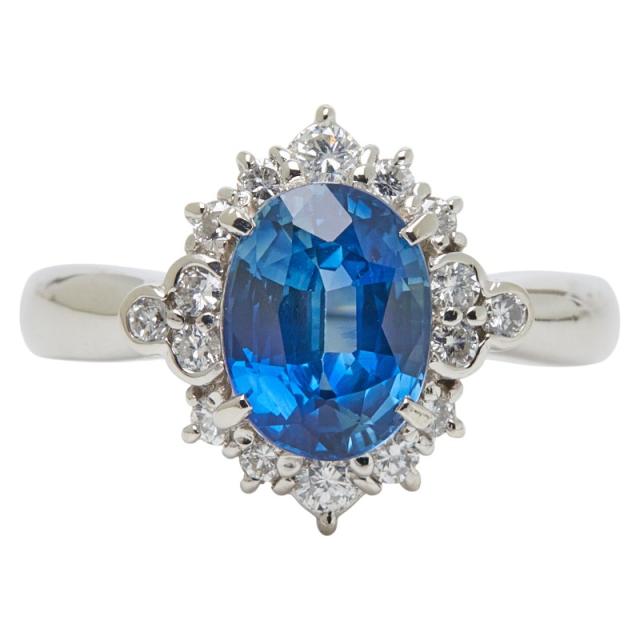 Pt900 プラチナ サファイア2.48ct ダイヤ0.38ct リング 指輪 レディース 13.5号 中古