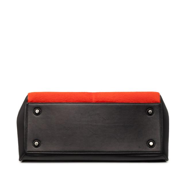 セリーヌ エッジ ミディアム トートバッグ ブラック レッド レザー ハラコ レディース CELINE 【中古】_2