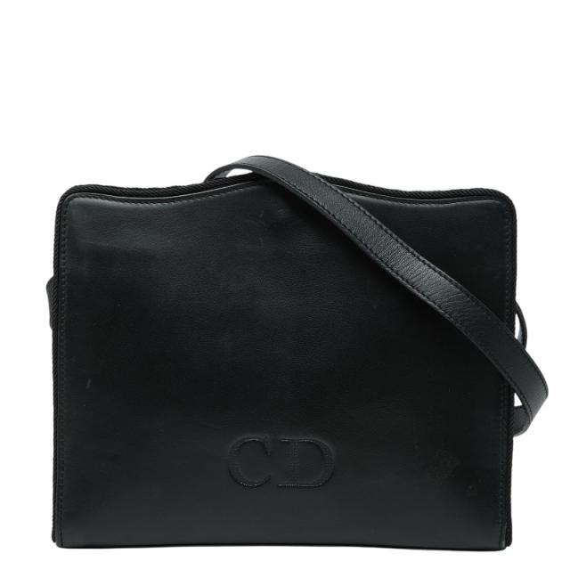 ディオール CDロゴ 斜め掛け ショルダーバッグ ブラック レザー レディース Dior 【中古】
