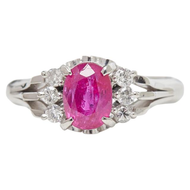 Pt900 プラチナ ルビー1.20ct ダイヤ0.15ct リング 指輪 レディース 10号 中古