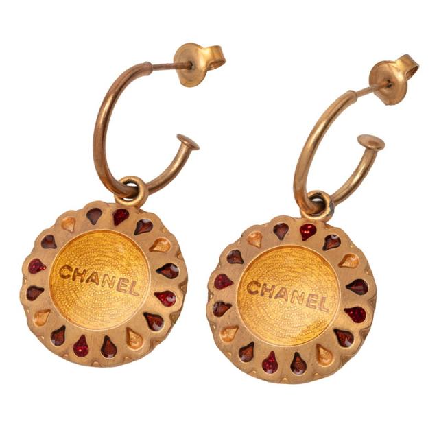 シャネル ヴィンテージ フープ スイングピアス ゴールド メッキ レディース CHANEL 【中古】
