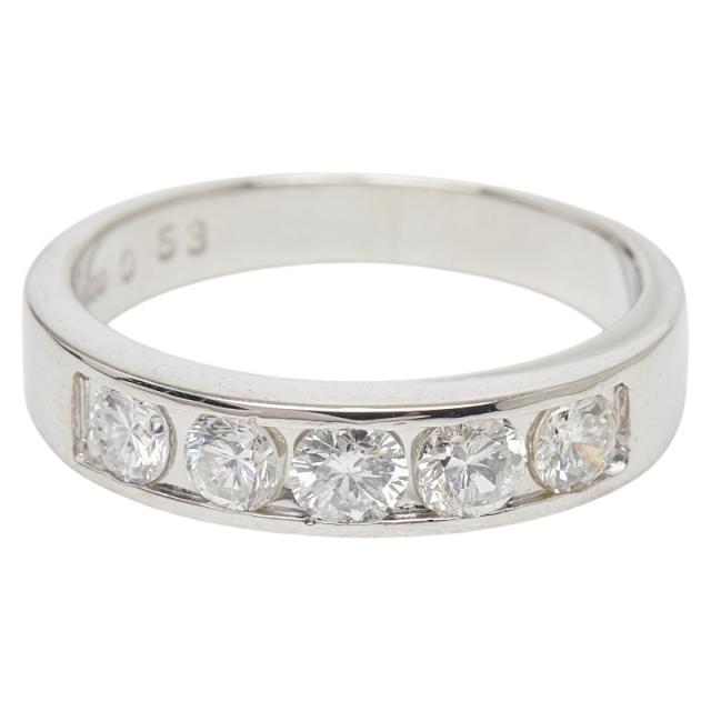 Pt900 プラチナ ダイヤ0.53ct 一文字リング リング 指輪 レディース 7.5号 中古