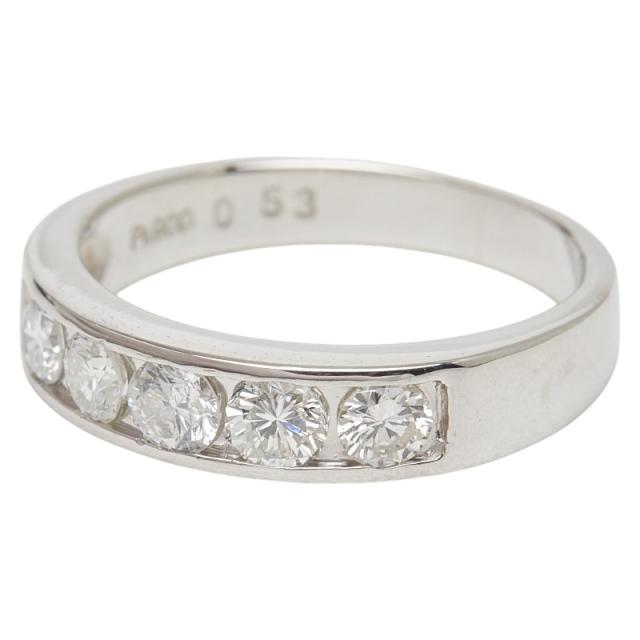 Pt900 プラチナ ダイヤ0.53ct 一文字リング リング 指輪 レディース 7.5号 中古_1