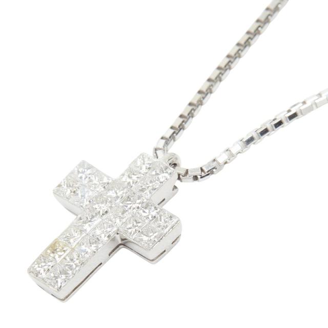 Pt900 プラチナ ダイヤ1.00 クロスモチーフ ネックレス レディース 中古