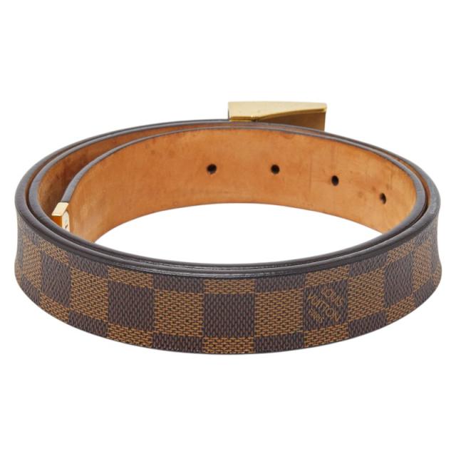 ルイ ヴィトン ダミエ サンチュール キャレ ベルト 85/34 M6802U ブラウン ゴールド PVC レザー メンズ LOUIS VUITTON 【中古】_2