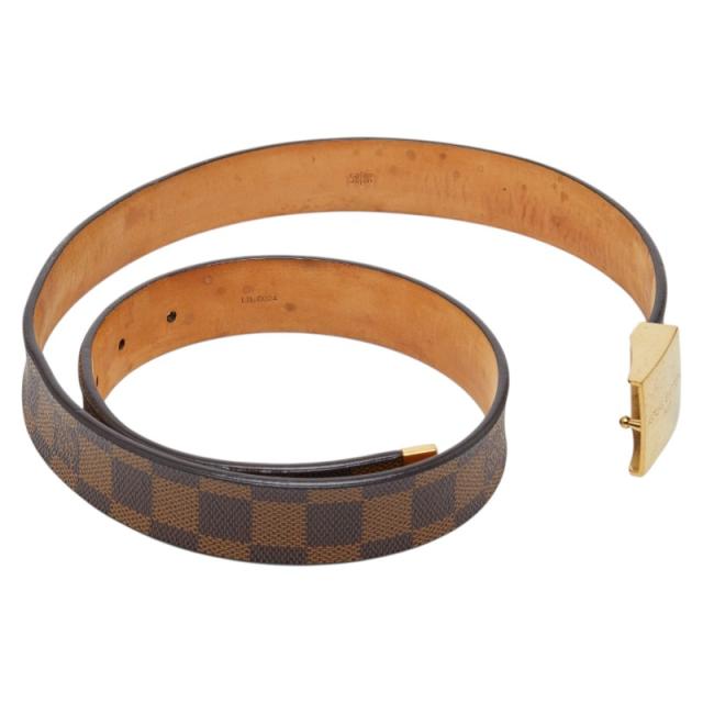 ルイ ヴィトン ダミエ サンチュール キャレ ベルト 85/34 M6802U ブラウン ゴールド PVC レザー メンズ LOUIS VUITTON 【中古】_3