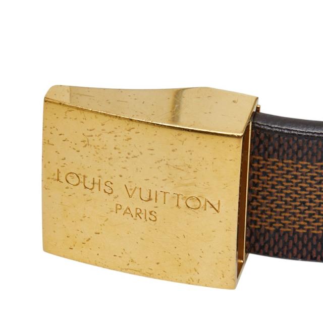 ルイ ヴィトン ダミエ サンチュール キャレ ベルト 85/34 M6802U ブラウン ゴールド PVC レザー メンズ LOUIS VUITTON 【中古】_4