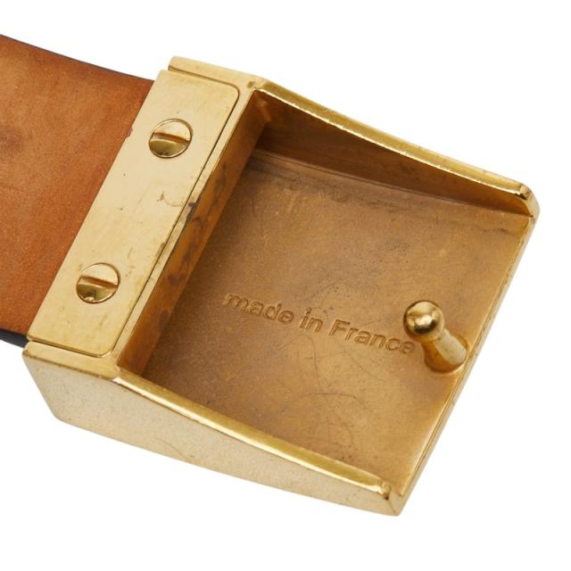 ルイ ヴィトン ダミエ サンチュール キャレ ベルト 85/34 M6802U ブラウン ゴールド PVC レザー メンズ LOUIS VUITTON 【中古】_5