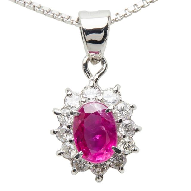 Pt850 プラチナ PM ピーエム ルビー1.03ct ダイヤ0.40ct ペンダント ネックレス レディース 中古_2