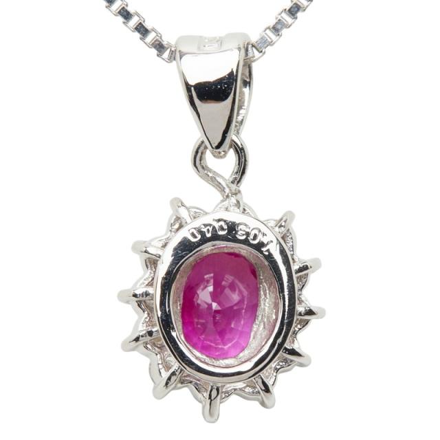 Pt850 プラチナ PM ピーエム ルビー1.03ct ダイヤ0.40ct ペンダント ネックレス レディース 中古_3