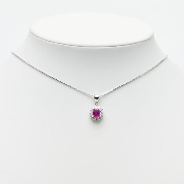 Pt850 プラチナ PM ピーエム ルビー1.03ct ダイヤ0.40ct ペンダント ネックレス レディース 中古_6