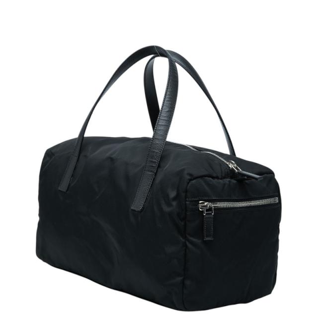 プラダ 三角ロゴプレート ハンドバッグ ブラック ナイロン レザー レディース PRADA 【中古】_1