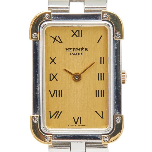 エルメス クロアージュ 腕時計 クオーツ ゴールド文字盤 ステンレススチール メッキ レディース HERMES 【中古】