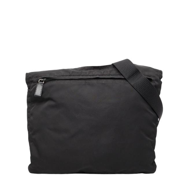 プラダ 三角ロゴプレート ショルダーバッグ V218 ブラック ナイロン レディース PRADA 【中古】