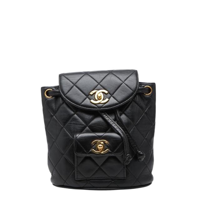 シャネル ココマーク マトラッセ ミニリュック バックパック A10177 ブラック ラムスキン レディース CHANEL 【中古】