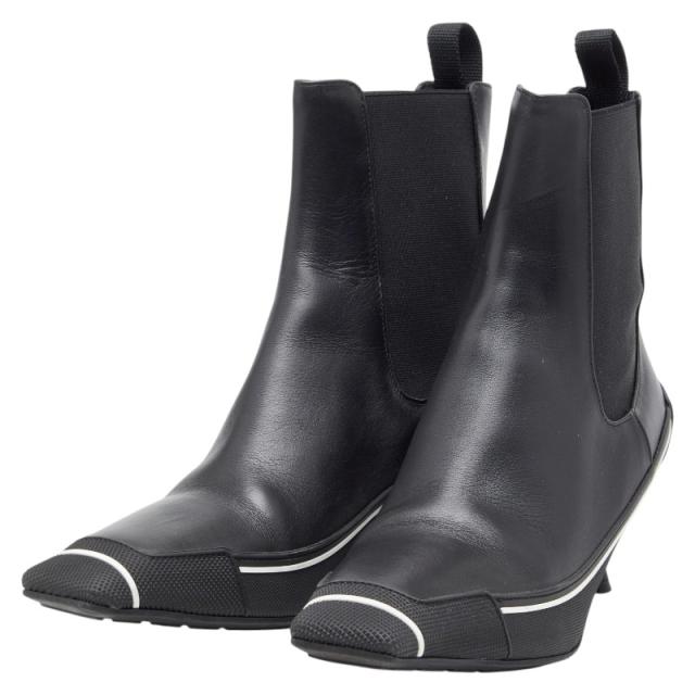 クリスチャンディオール 22AW D-Motion サイドゴアブーツ 踵 37 1/2 D 黒いこと なめし革 レディース Dior 【中古】